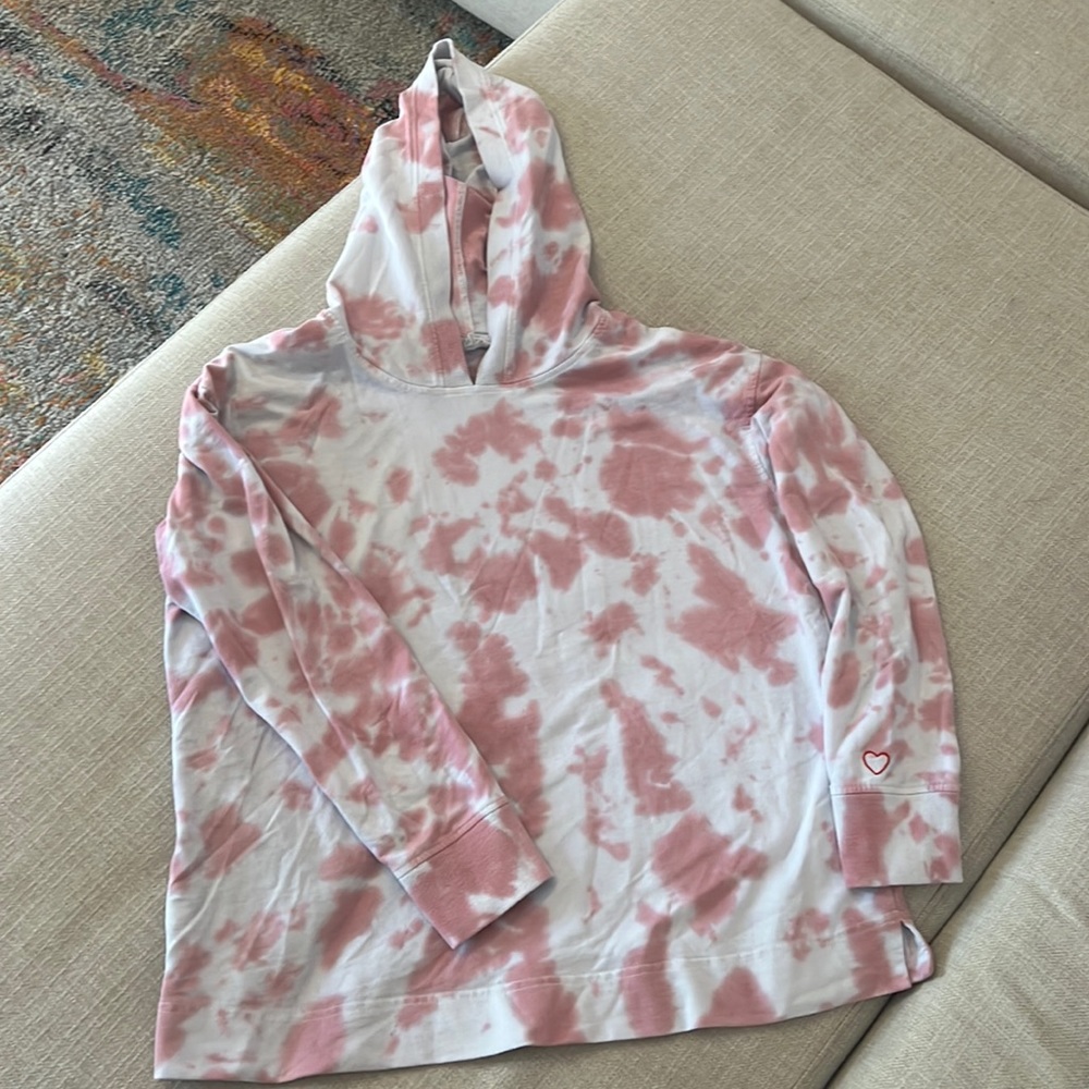 Jane and Delaney pink and white tie die hoodie
